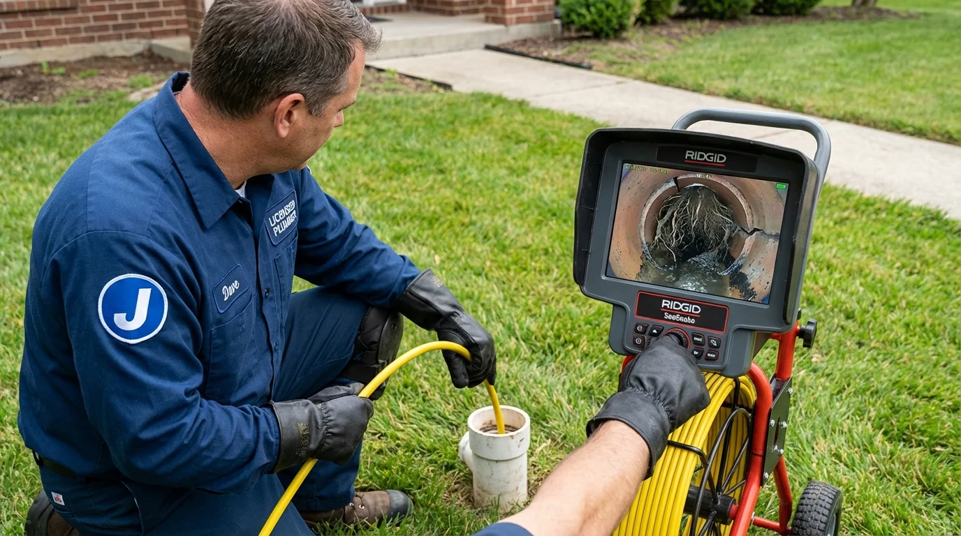 Sewer camera inspection being performed by Johns Plumbing LLC in Hominy